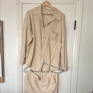 Oak and fort Cream waffle lounge Set